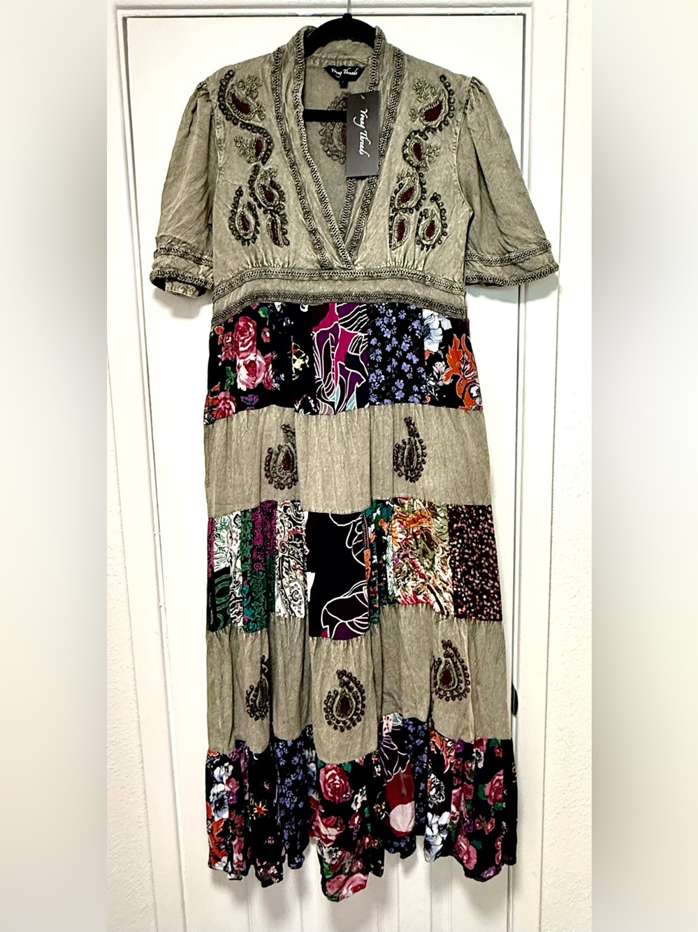 Young Threads Embroidered Della Dress Patchwork Floral Maxi